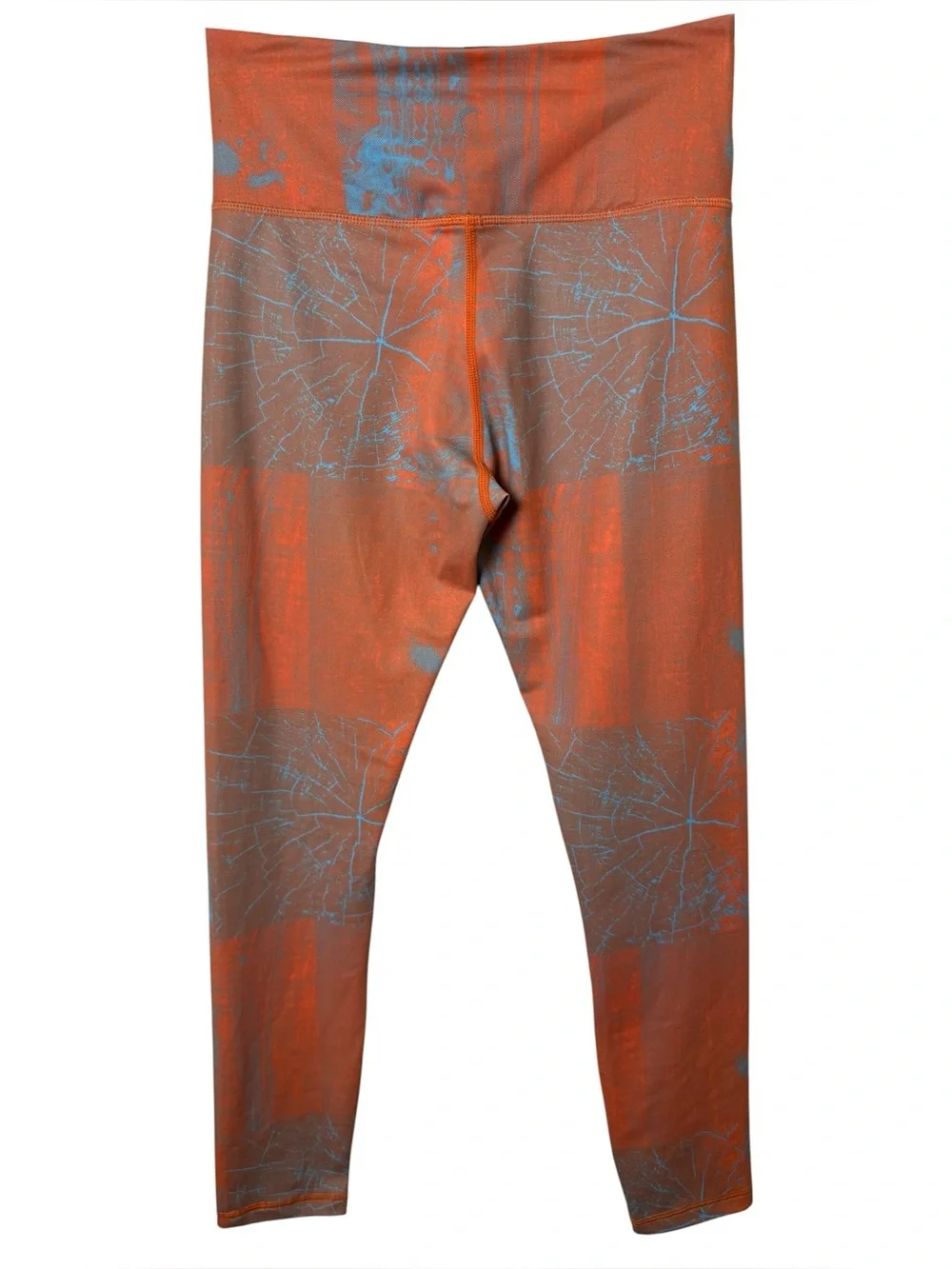 ZYIA Small Orange Leggings with Blue Abstract Print - Picture 6 of 7